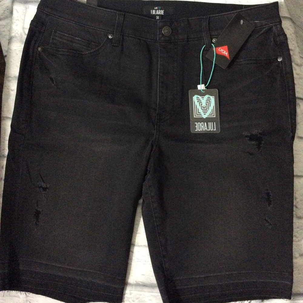 Super Soft Denim Distressed Bermuda Shorts